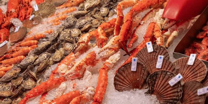seafood, oysters, prawns, scallops, shellfish