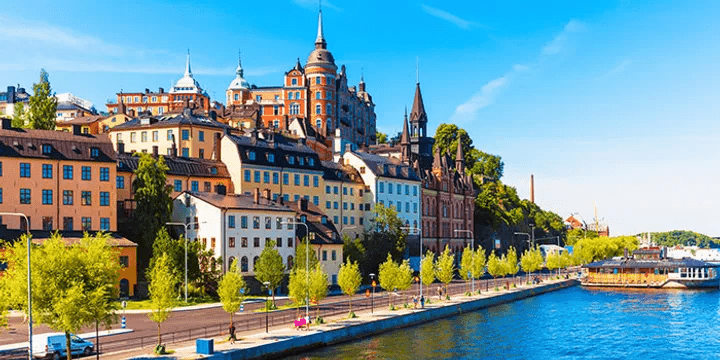 Stockholm houses along the waterfront