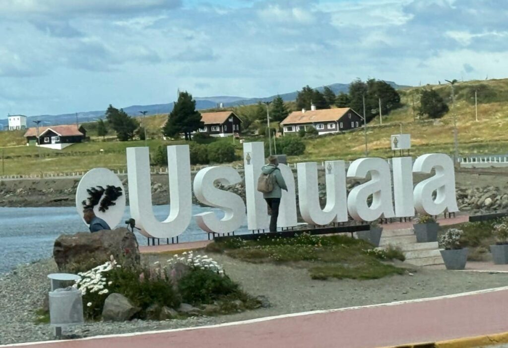 Michelle in front of Ushuaia sign