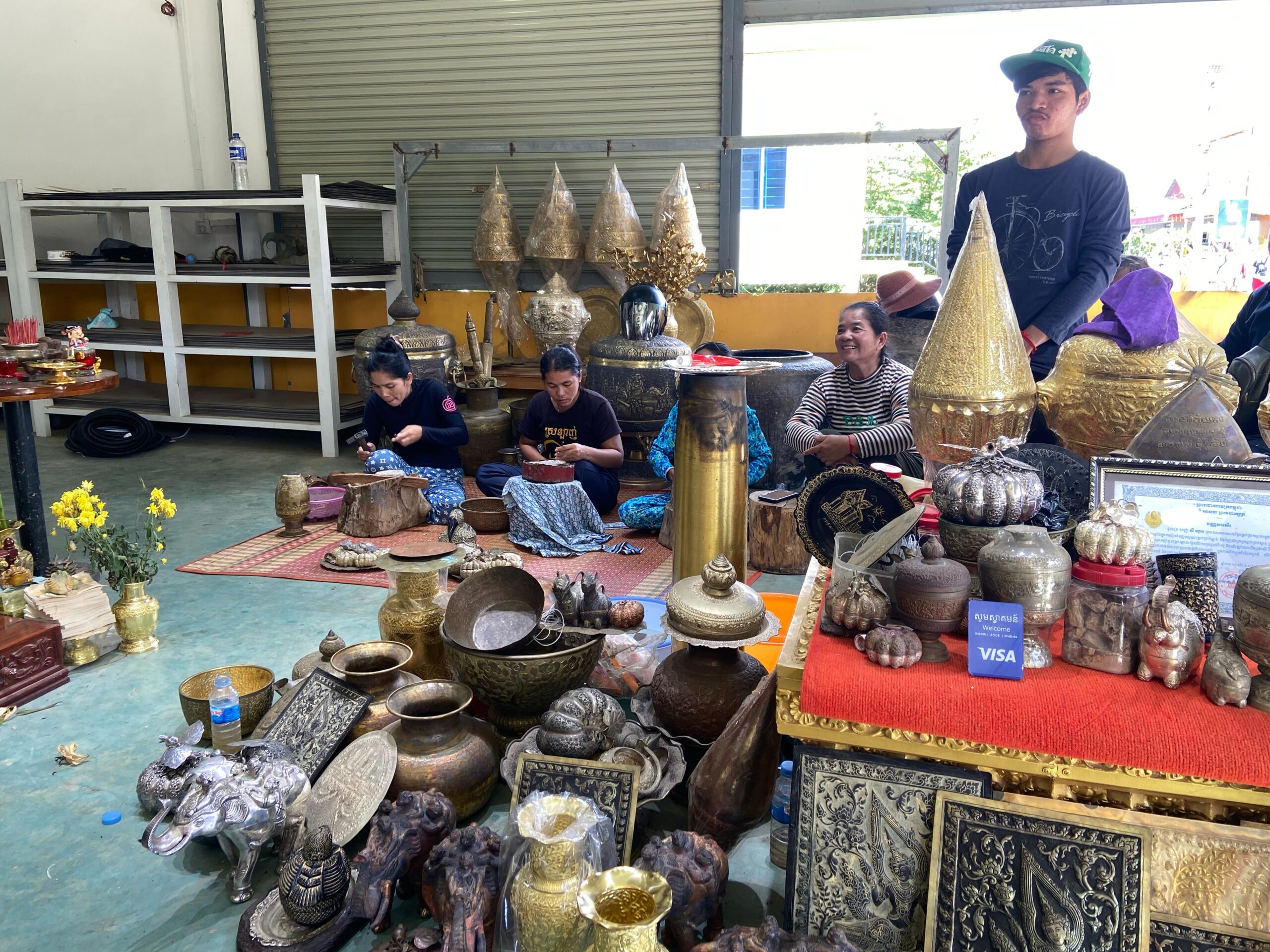 Brass, copper, and metal pots sold in Cambodia