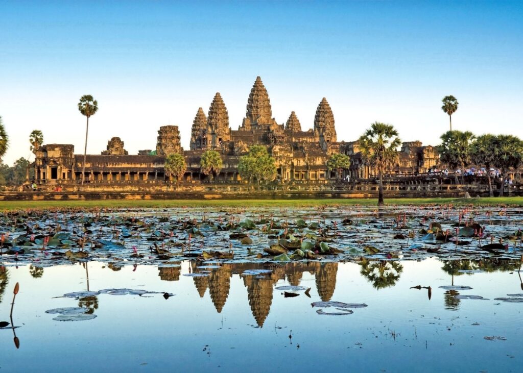 Angkor Wat mirroring in the water