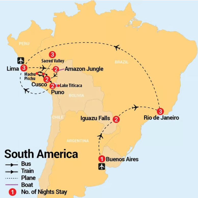 Inspiring South America Tour Map