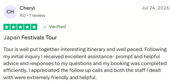 Japan review from Cheryl