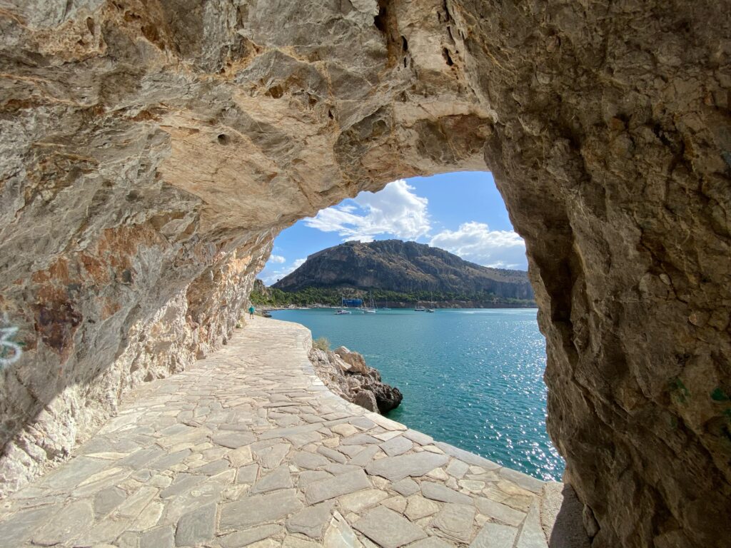 Tunnel in Arvanitia Promenade in Nafplio