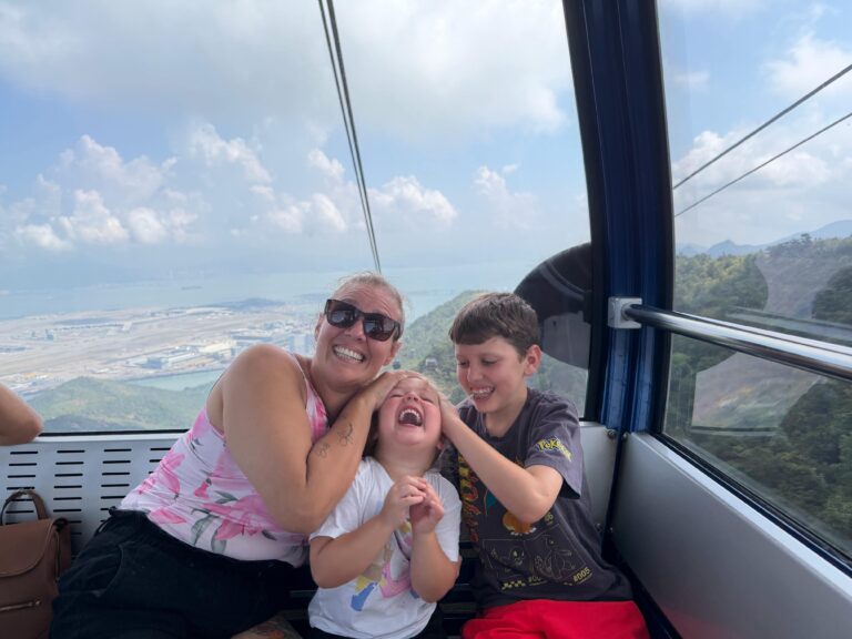 Brit teasing Lucy in the cable car