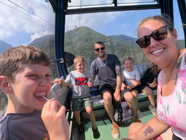 Brit's family on the Ngong Ping Cable Car