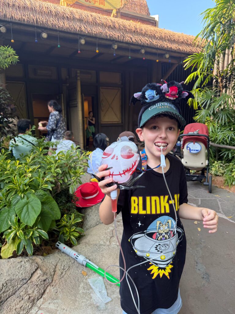 Brit's son with a Jack Skellington drink