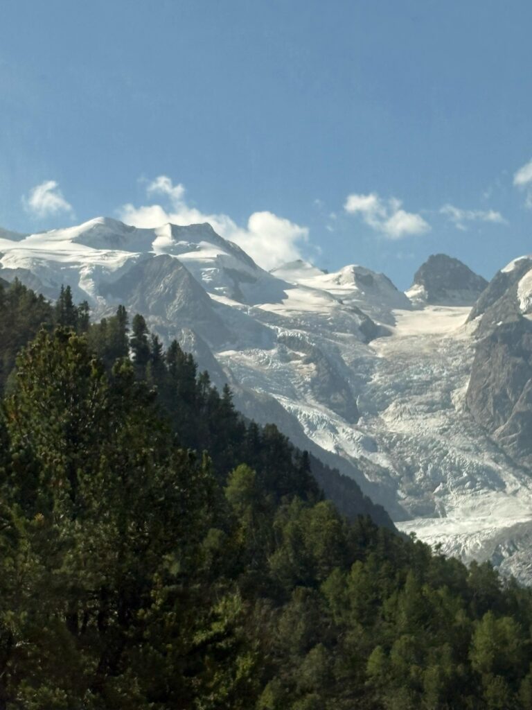 Swiss mountains in the distance