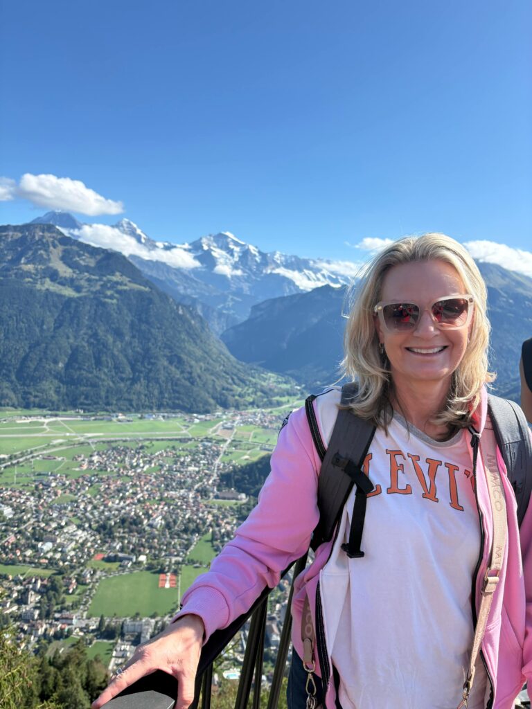 Belinda overlooking the village
