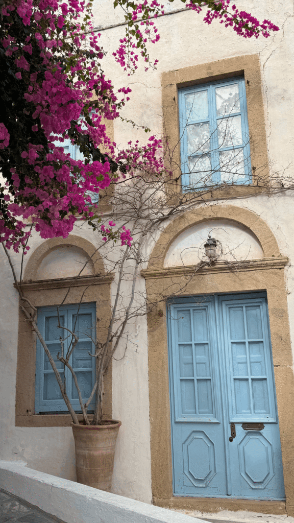 Blue doors in the village of Chora, Patmos