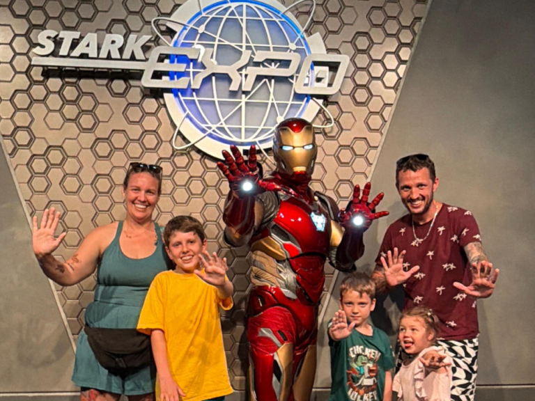Brit's family with Iron Man in Stark Expo